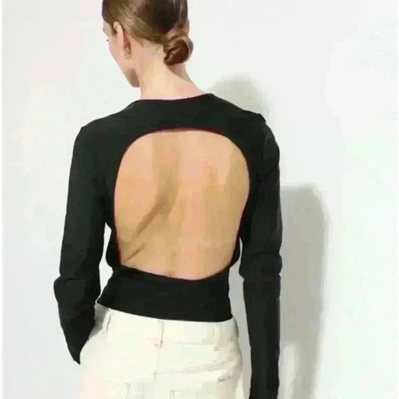 MANGO Cut-Out Back Bodysuit Bone White Size S - Picture 4 of 9